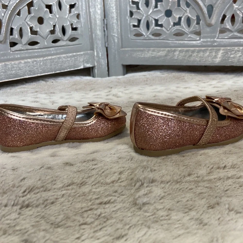 Nina rose gold sandals girls size 5 sparkly bows holiday party girlhoodcore